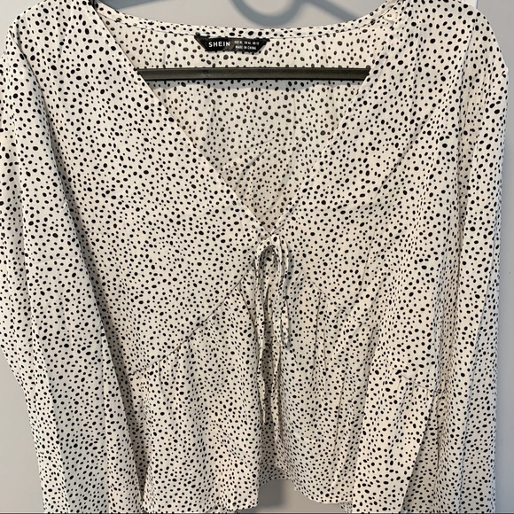 Speckled Print Peasant Sleeve Top SHEIN - Picture 4 of 6